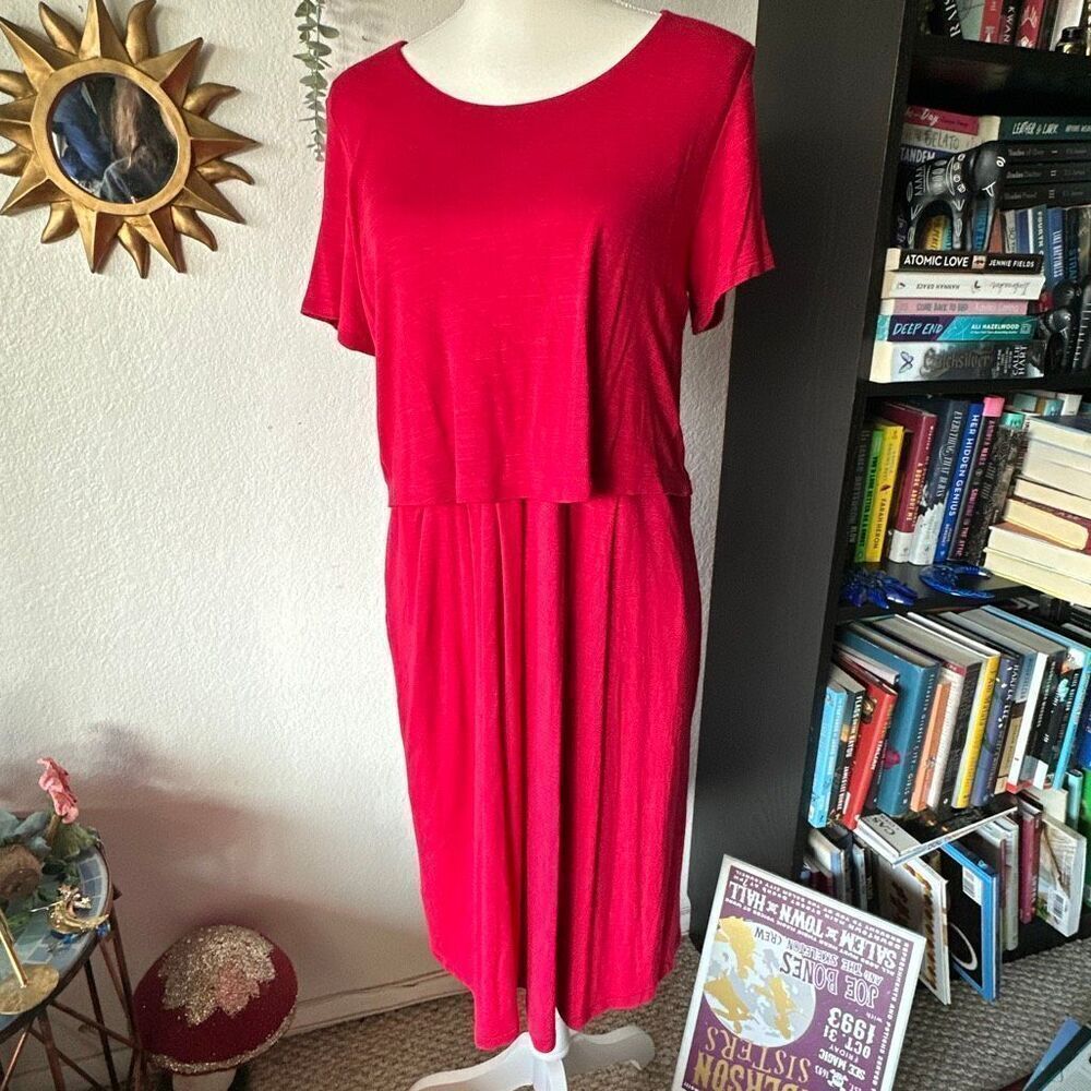 J.jill Size Medium Red Button back casual dress
